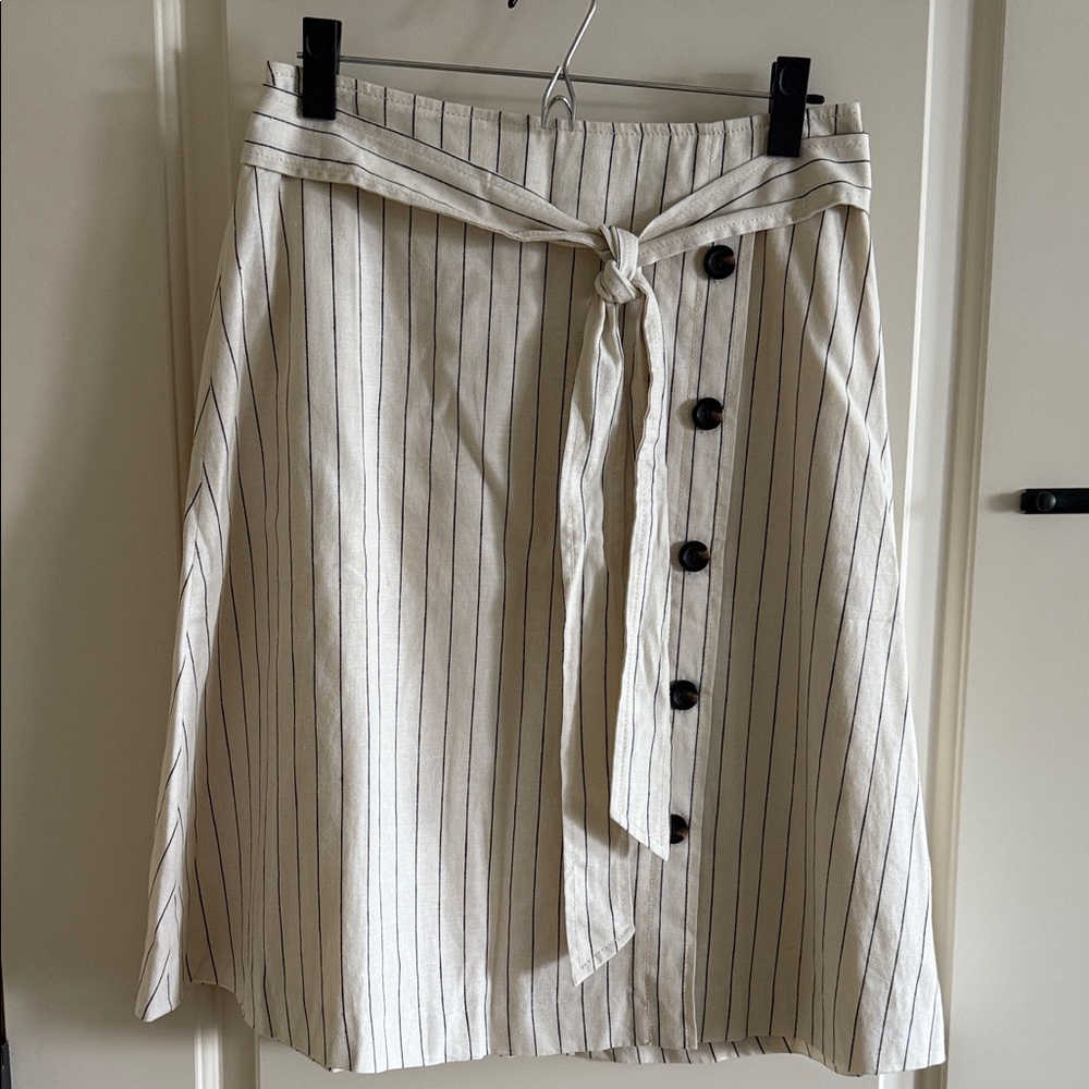 Ann Taylor Beige Pinstripe A-Line Skirt
